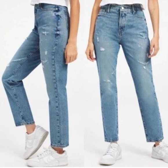 Good American Denim - Good American • Good Classic Distressed Hi Rise Jeans Womens Size 6 / 28